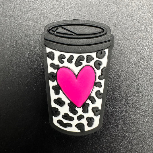 Focal Bead, Leopard Latte-Pink