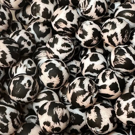 15 mm Printed Silicone Bead, Cheetah