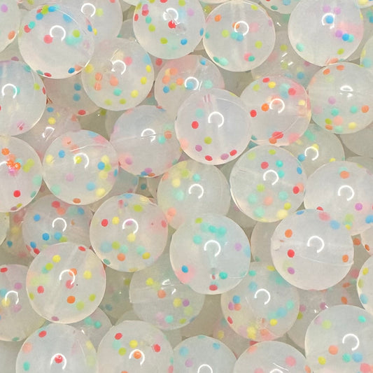 15 mm Silicone Bead, Glitter Pastel Dot