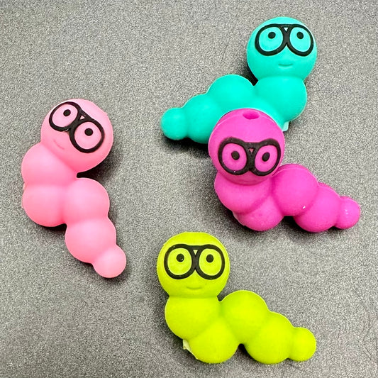 Focal Bead, 3D Book Worm (Choose Color)