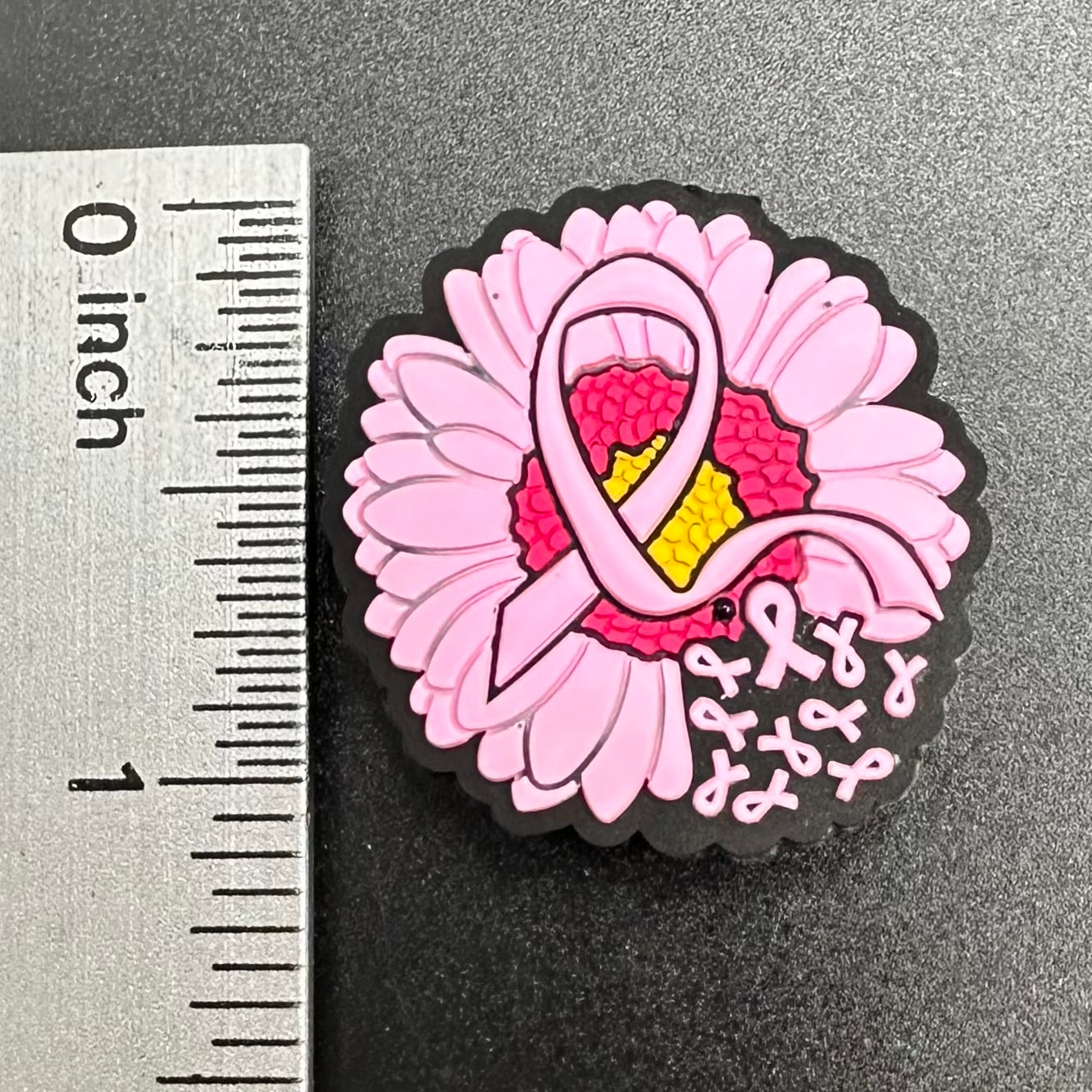 Focal Bead, Pink Sunflower Ribbon