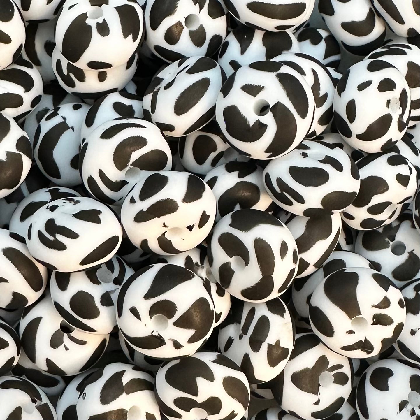 Abacus Silicone Bead, Cow Print