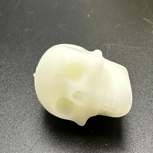 Focal Bead, 3D Skull-Glow White