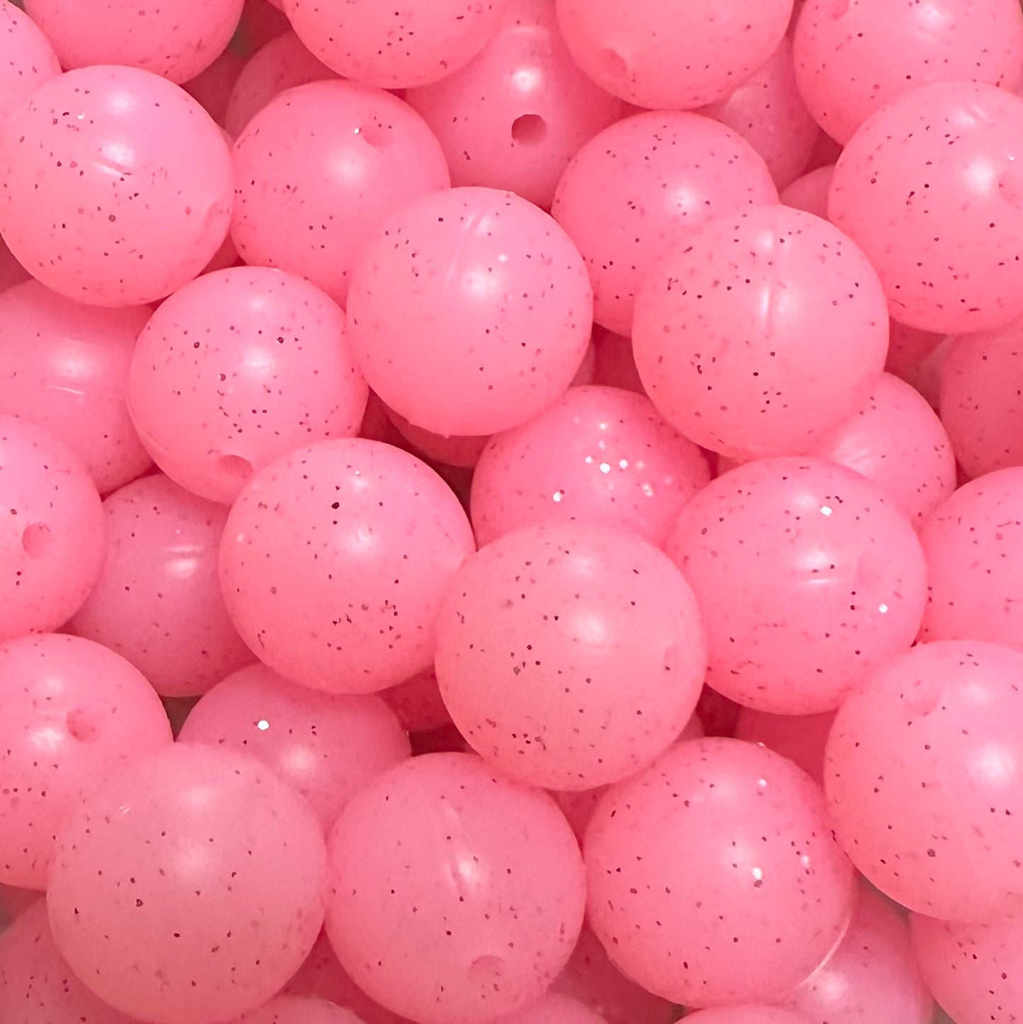 15 mm Silicone Bead, Glitter Hot Pink