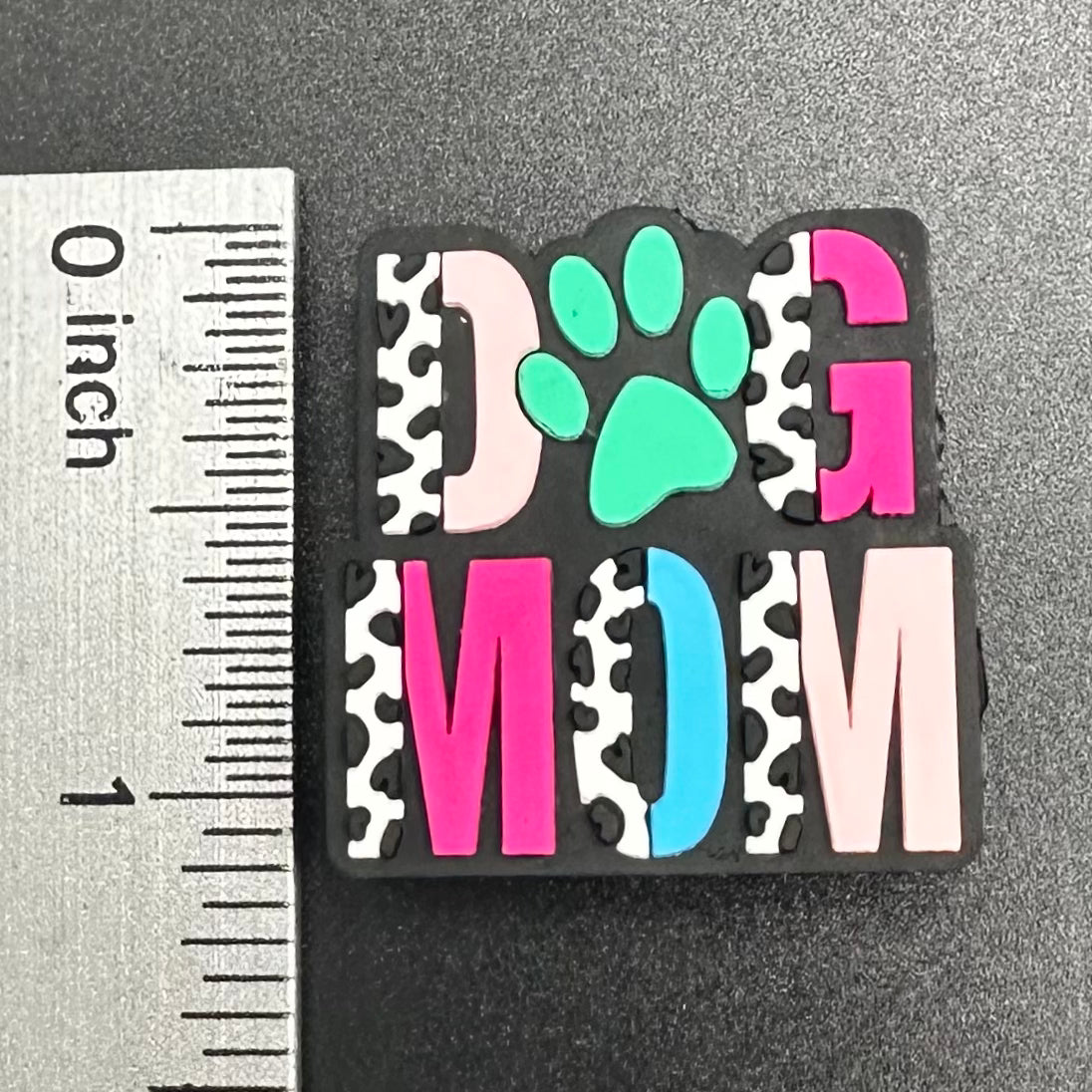 Focal Bead, Bold Dog Mom-Pink