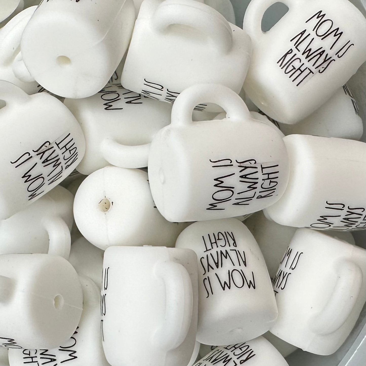 Focal Bead, Silicone Coffee Cup Bead, Mom is Always Right