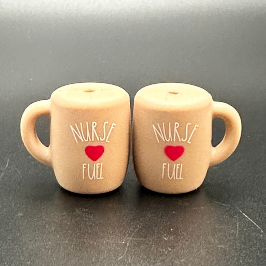 Focal Bead, Silicone Coffee Cup Bead, Nurse Fuel