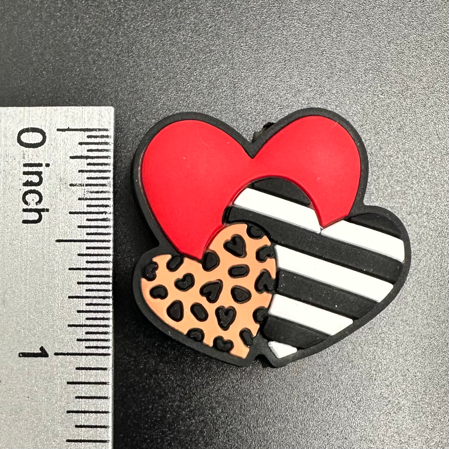 Focal Bead, Triple Hearts-Red