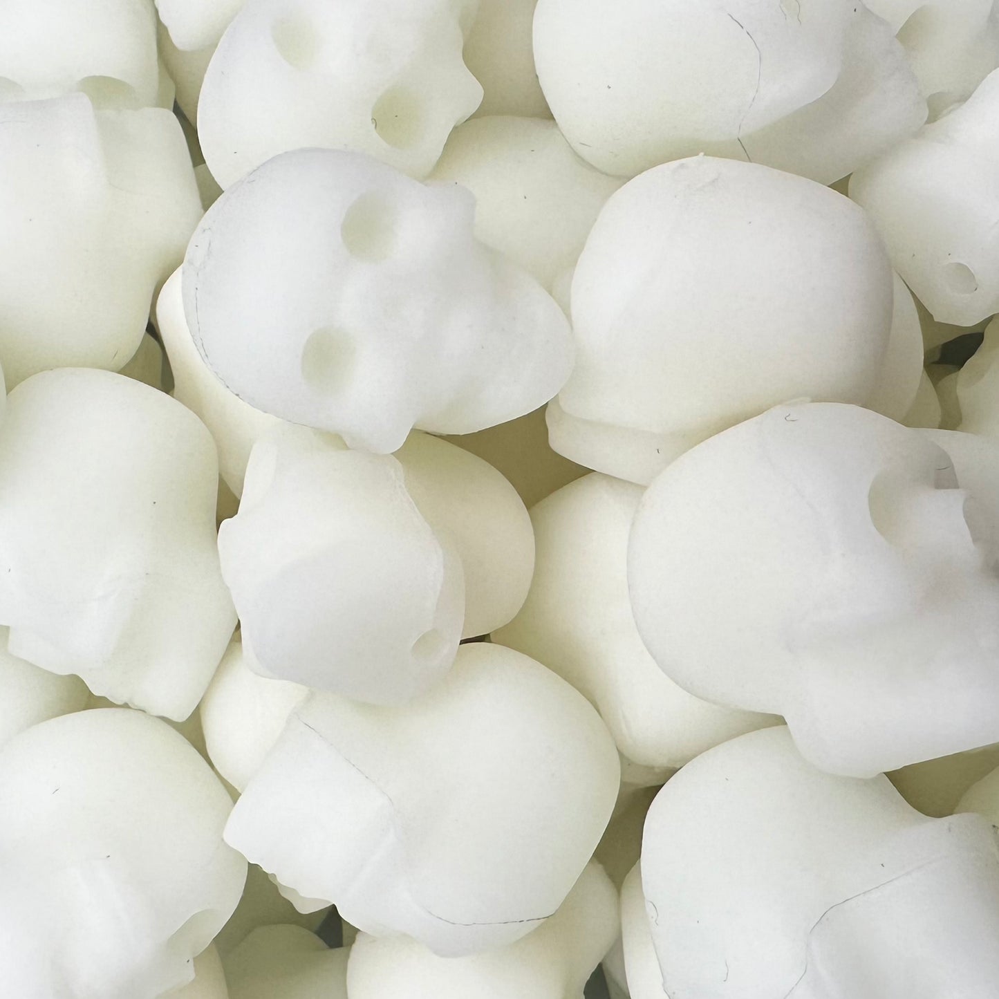 Focal Bead, 3D Skull-Glow White