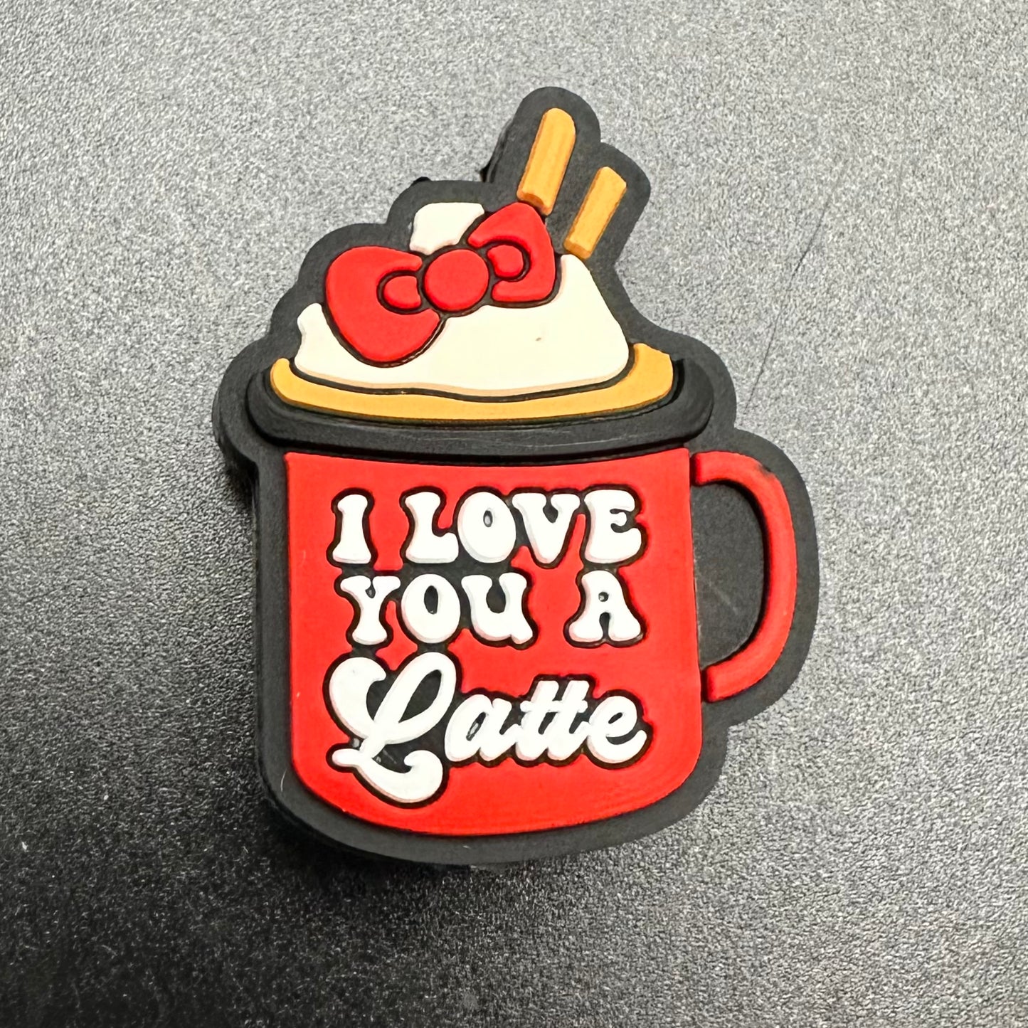 Focal Bead, I Love You a Latte-Red