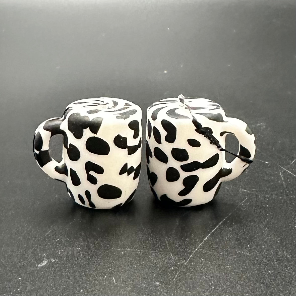 Focal Bead, Silicone Coffee Cup Bead, Cow Print