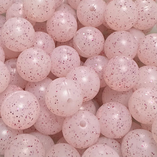 15 mm Silicone Bead, Glitter Light Pink