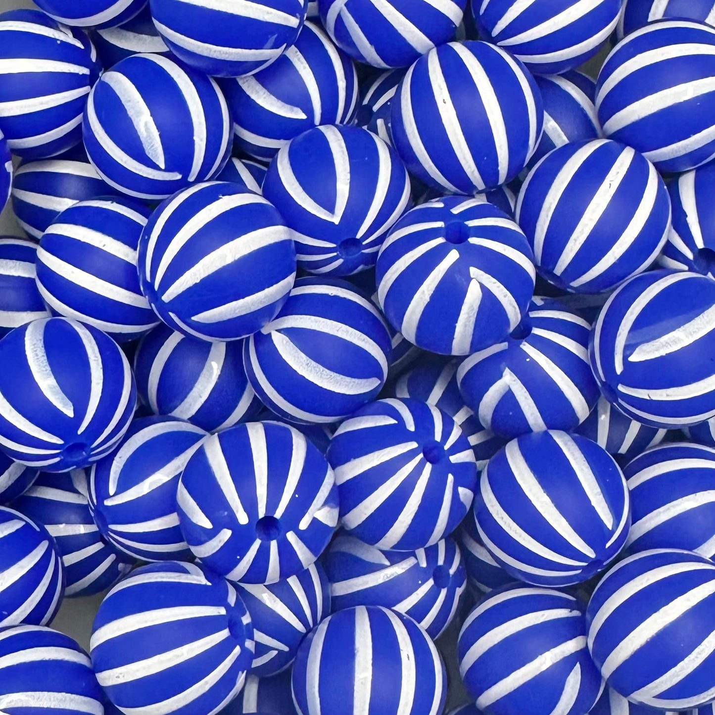 15 mm Printed Silicone Bead, Blue Orb