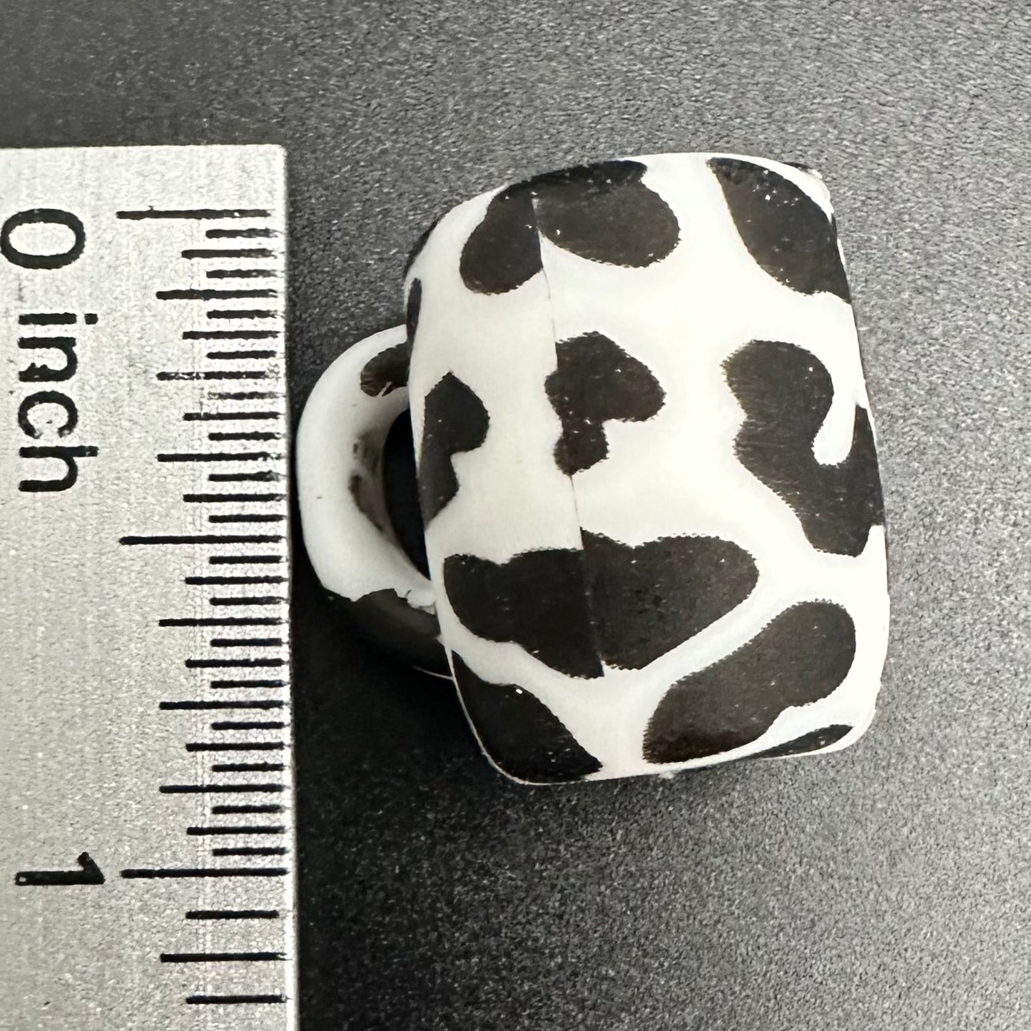 Focal Bead, Silicone Coffee Cup Bead, Cow Print