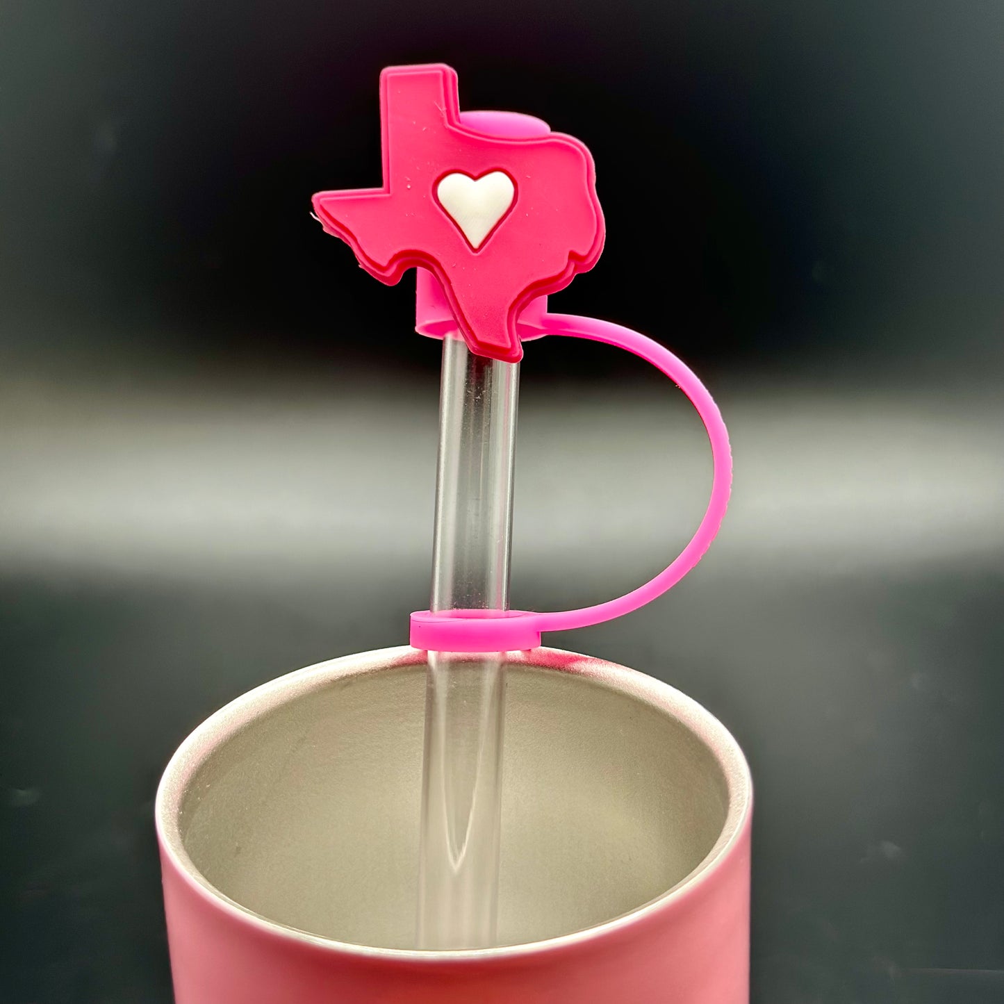 Decorative Silicone Straw Cap, Pink Texas