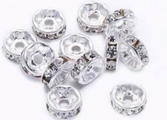 Silvertone Crystal Spacer Beads