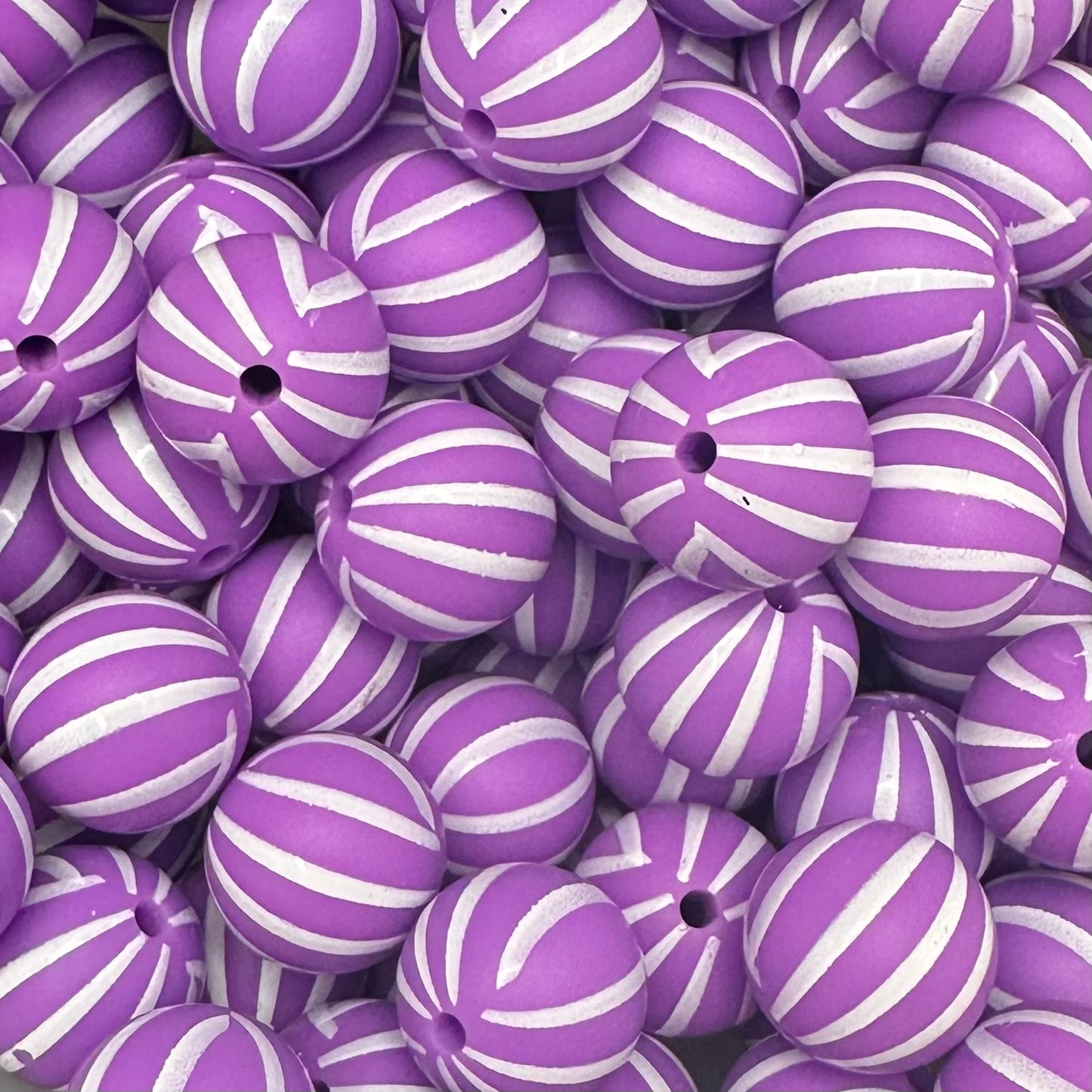 15 mm Printed Silicone Bead, Purple Orb