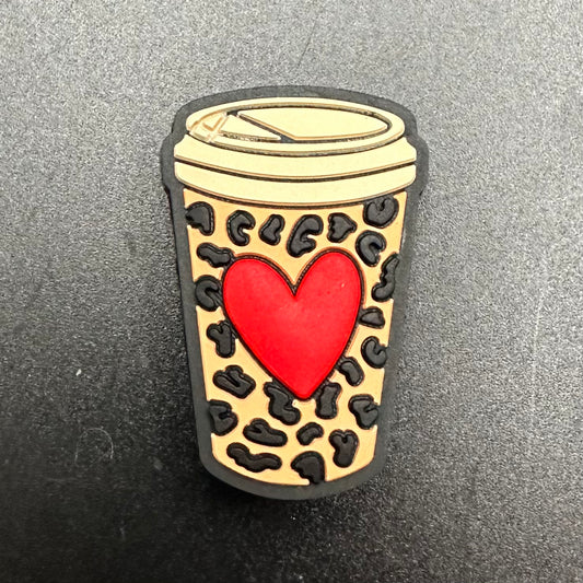 Focal Bead, Leopard Latte-Red