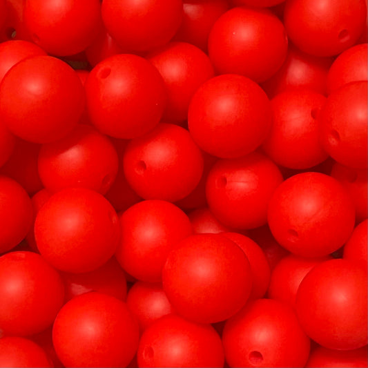 15 mm Silicone Bead, Bright Red