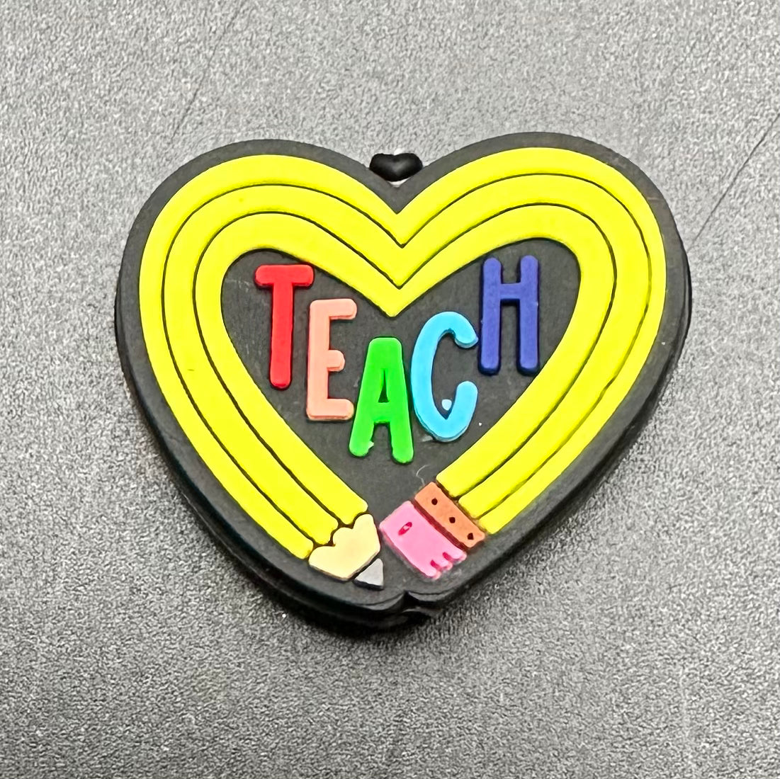 Focal Bead, Teach Heart-Colored Text