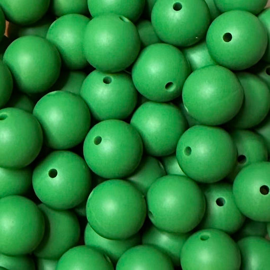 15 mm Silicone Bead, Kelly Green