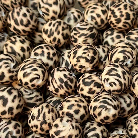 15 mm Printed Silicone Bead, Leopard