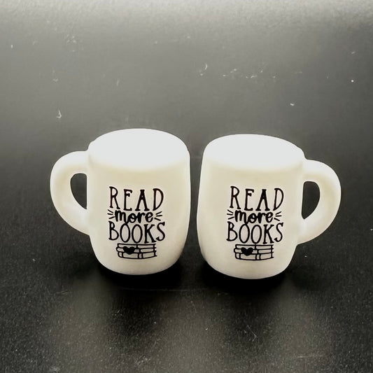 Focal Bead, Silicone Coffee Cup Bead, Read More Books