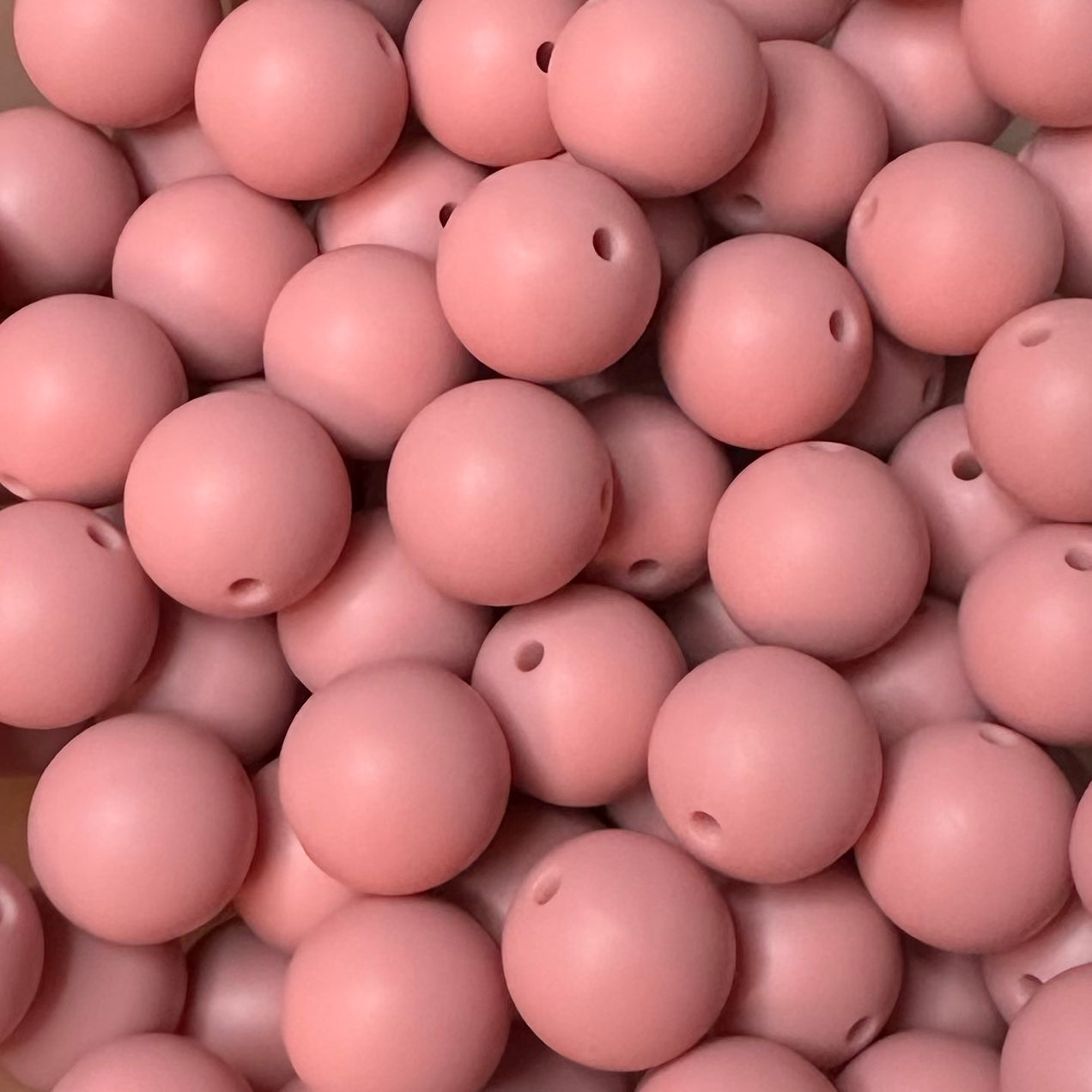 15 mm Silicone Bead, Dusty Rose