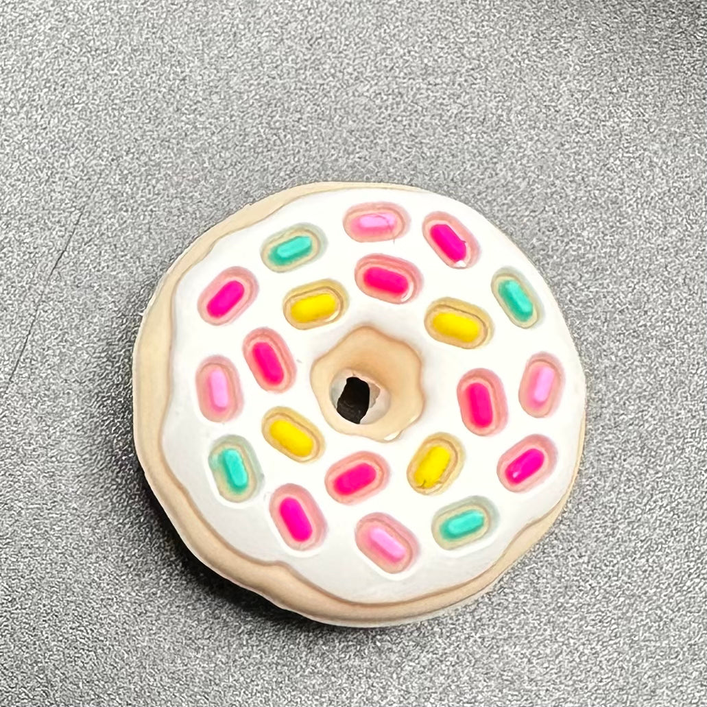 Focal Beads, White Frosted Donut Sprinkles