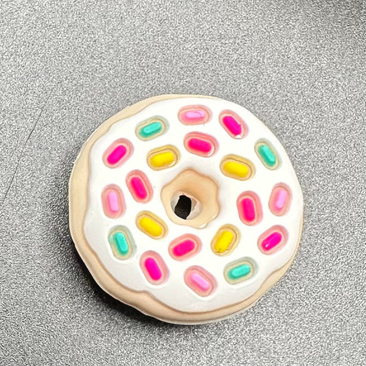 Focal Bead, White Frosted Donut Sprinkles