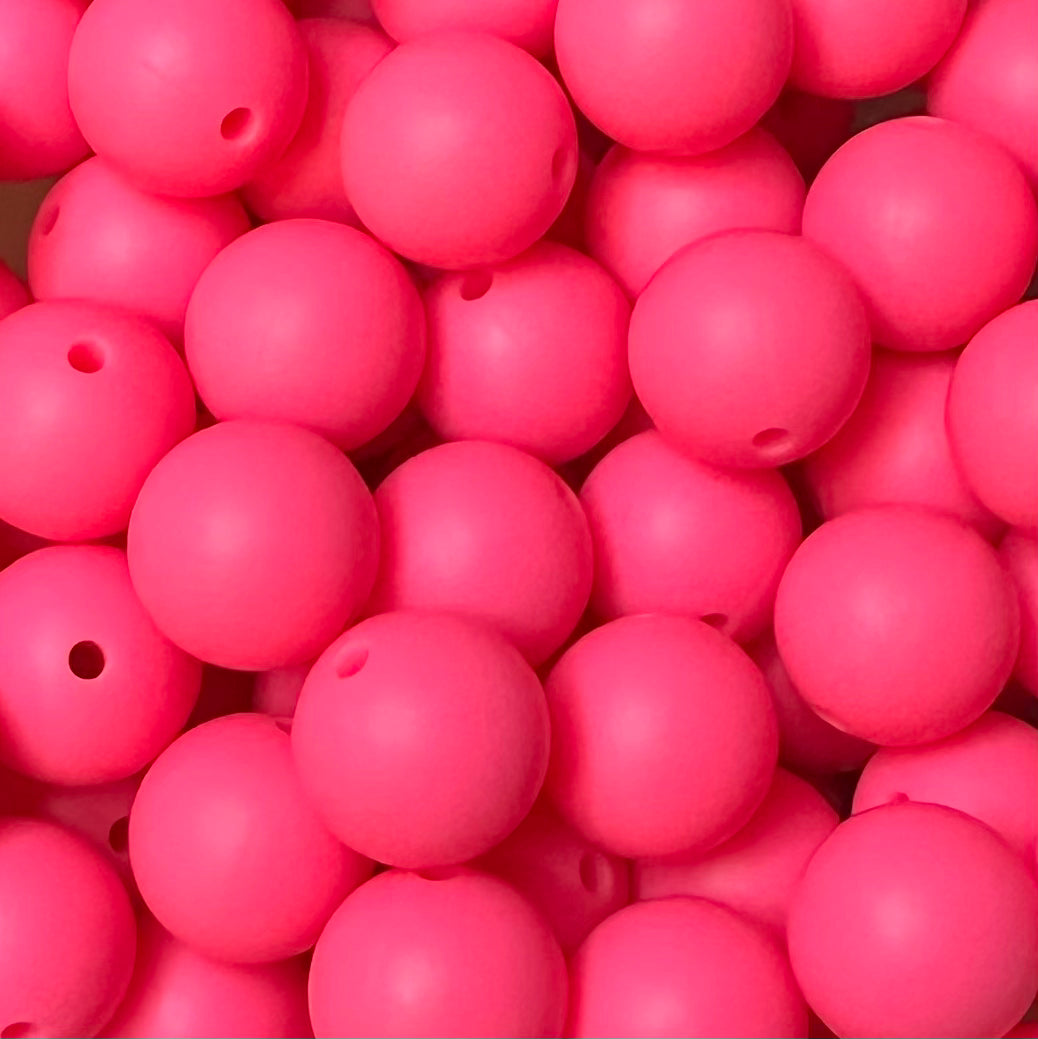 15 mm Silicone Bead, Bright Pink