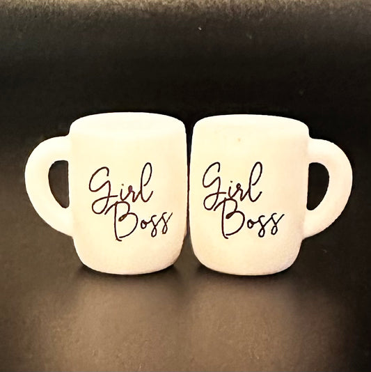 Focal Bead, Silicone Coffee Cup Bead, Girl Boss