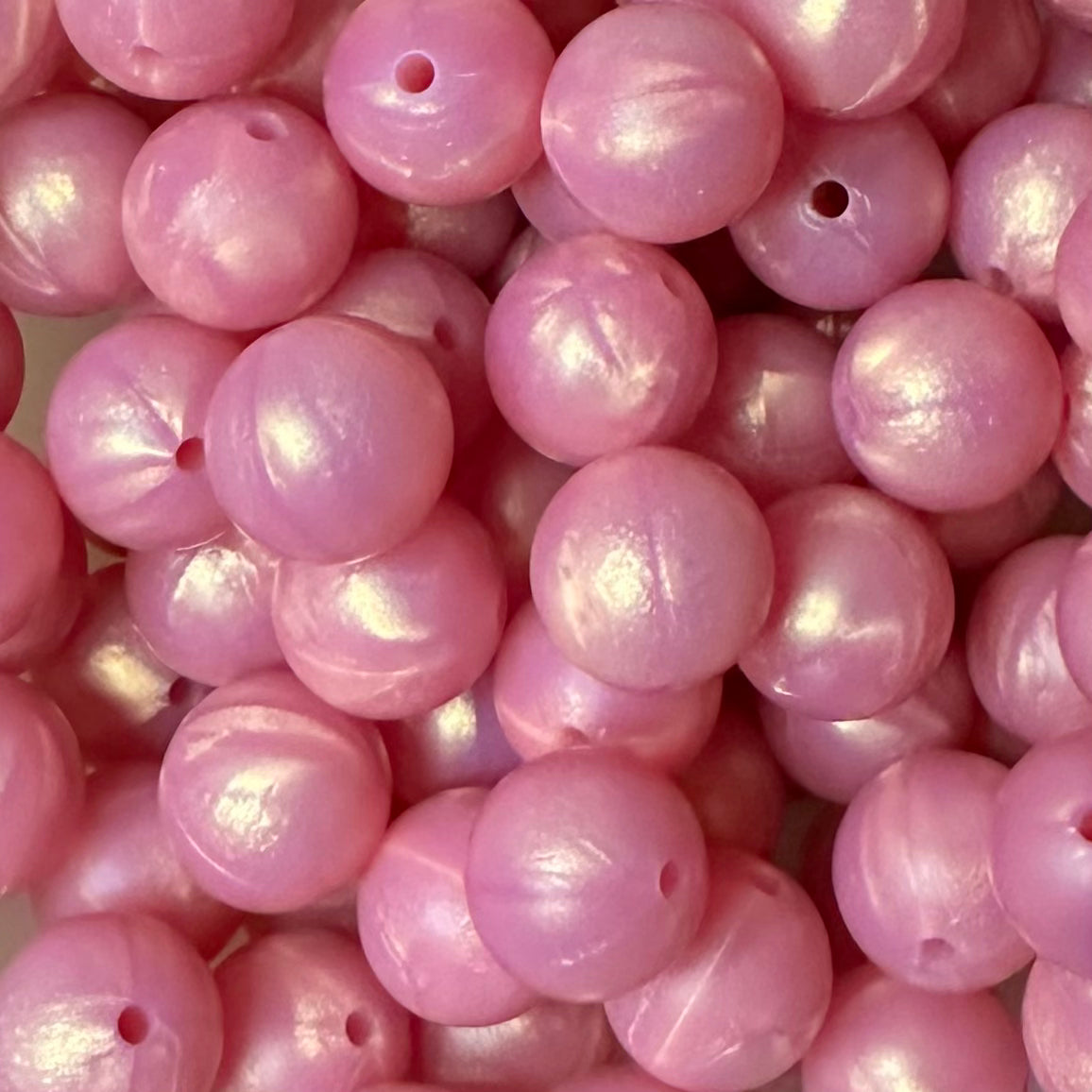 15 mm Silicone Bead, Metallic Dark Pink