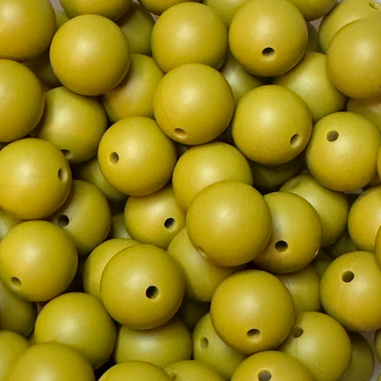 15 mm Silicone Bead, Olive