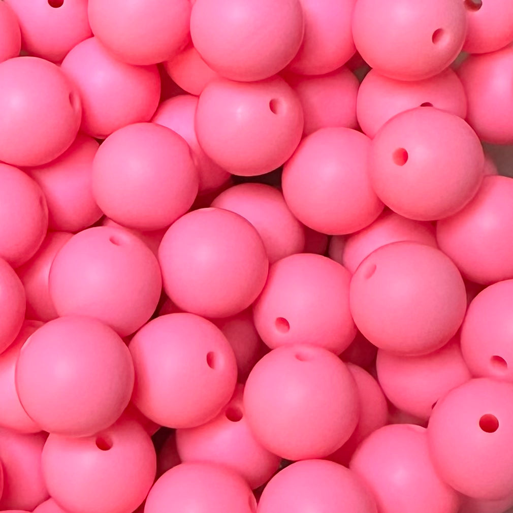 15 mm Silicone Bead, Strawberry Pink