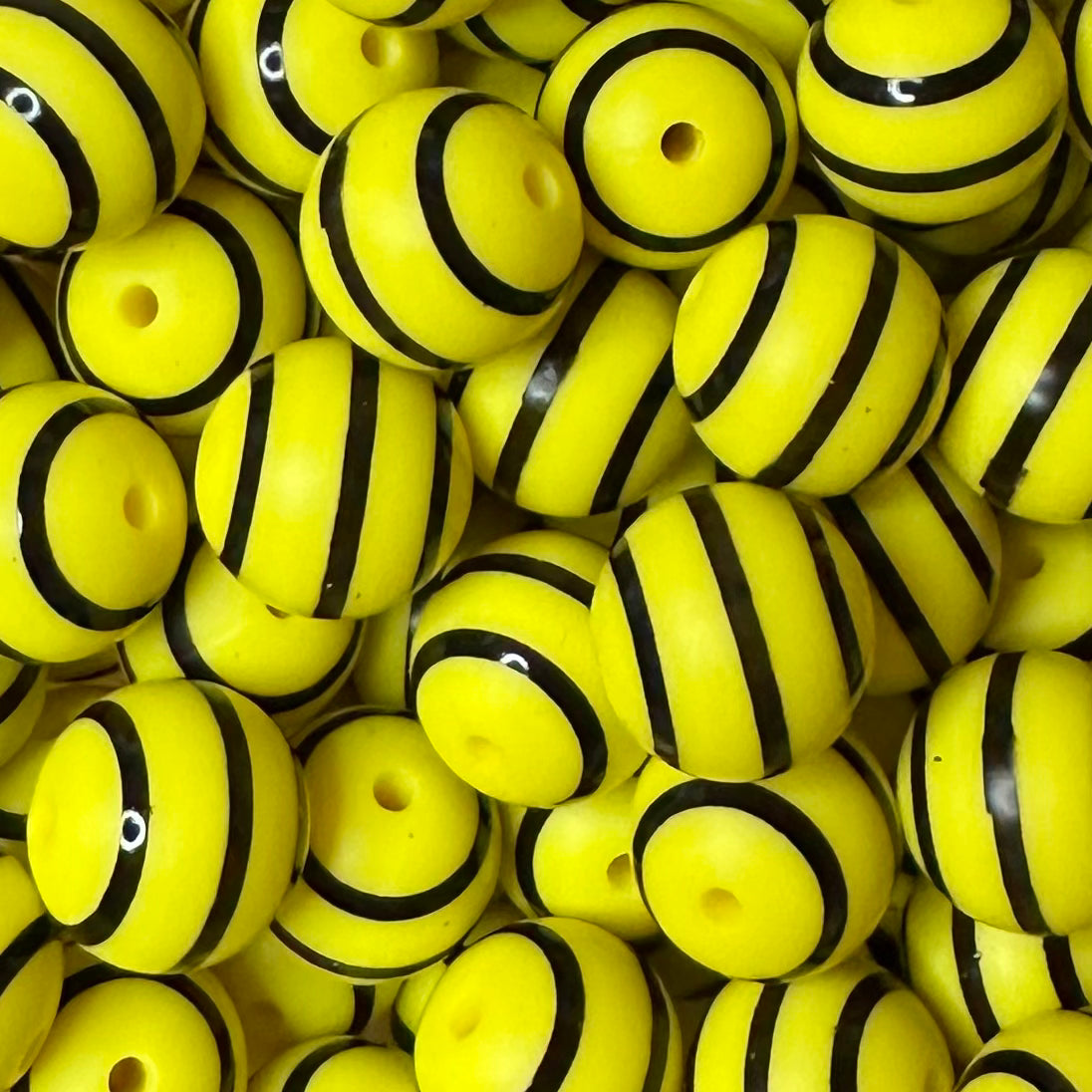 15 mm Printed Silicone Bead, Bumblebee