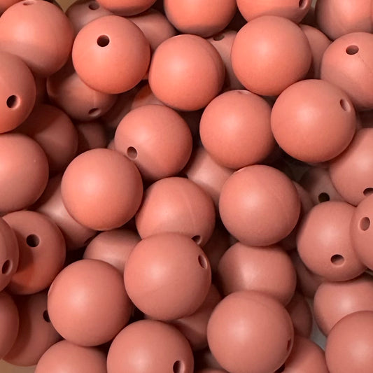 15 mm Silicone Bead, Red Clay