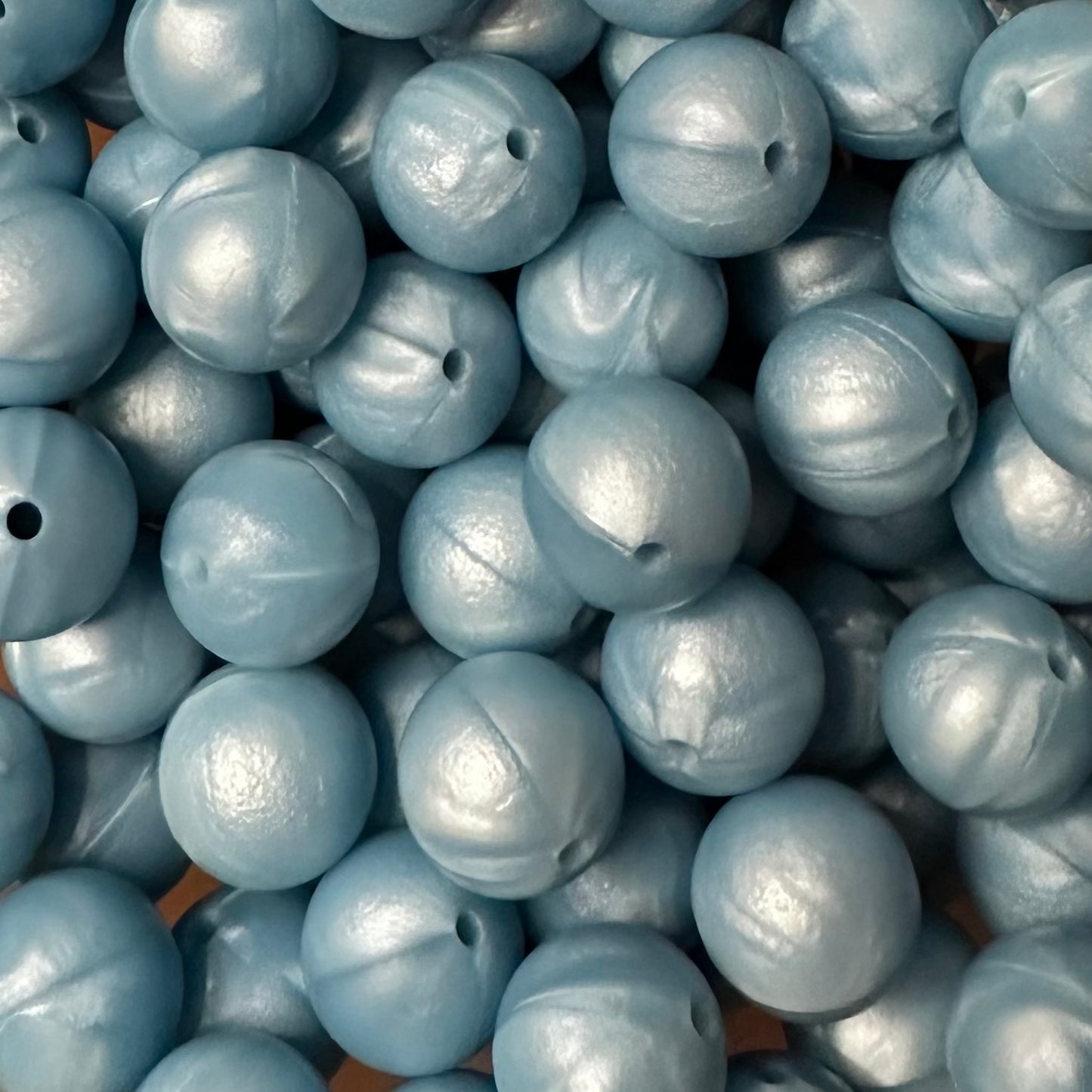 15 mm Silicone Bead, Metallic Blue