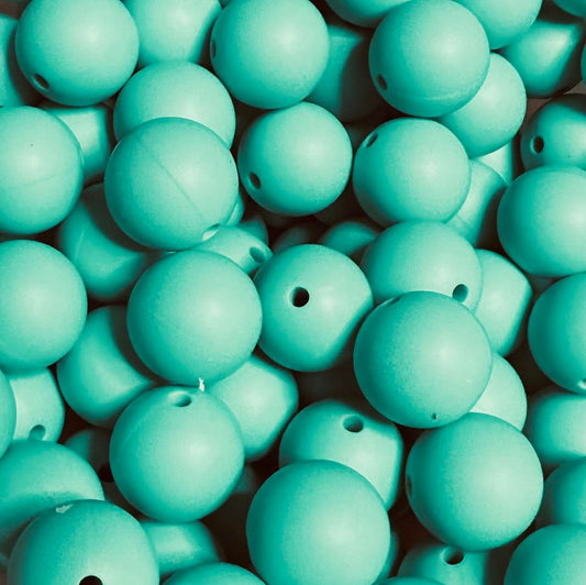 15 mm Silicone Bead, Aqua Blue