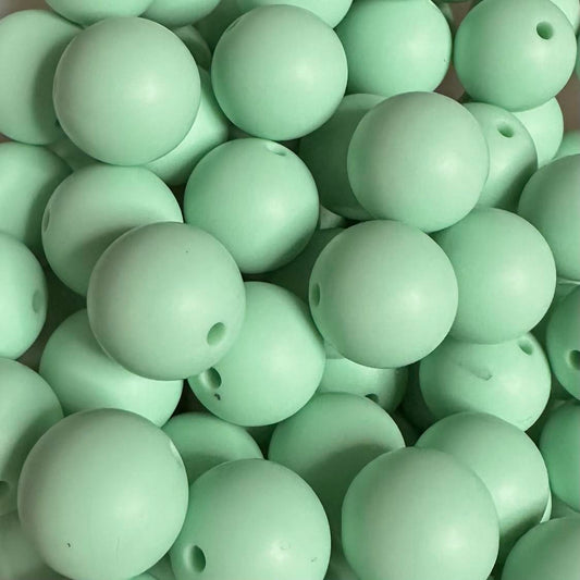 15 mm Silicone Bead, Mint Green