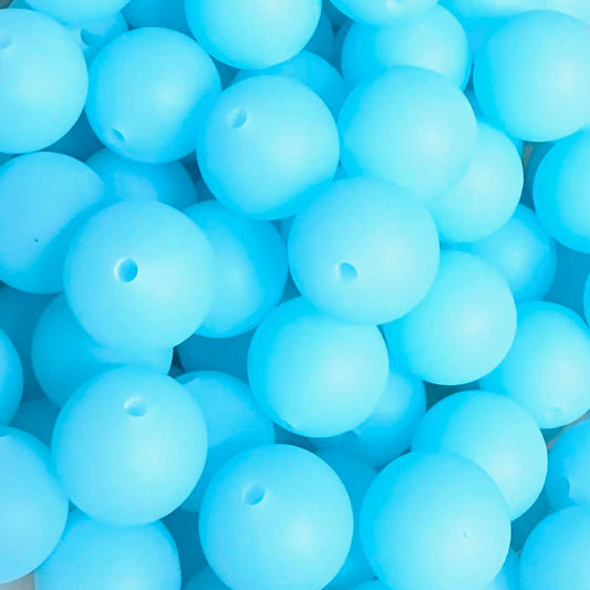 15 mm Silicone Bead, Translucent Blue