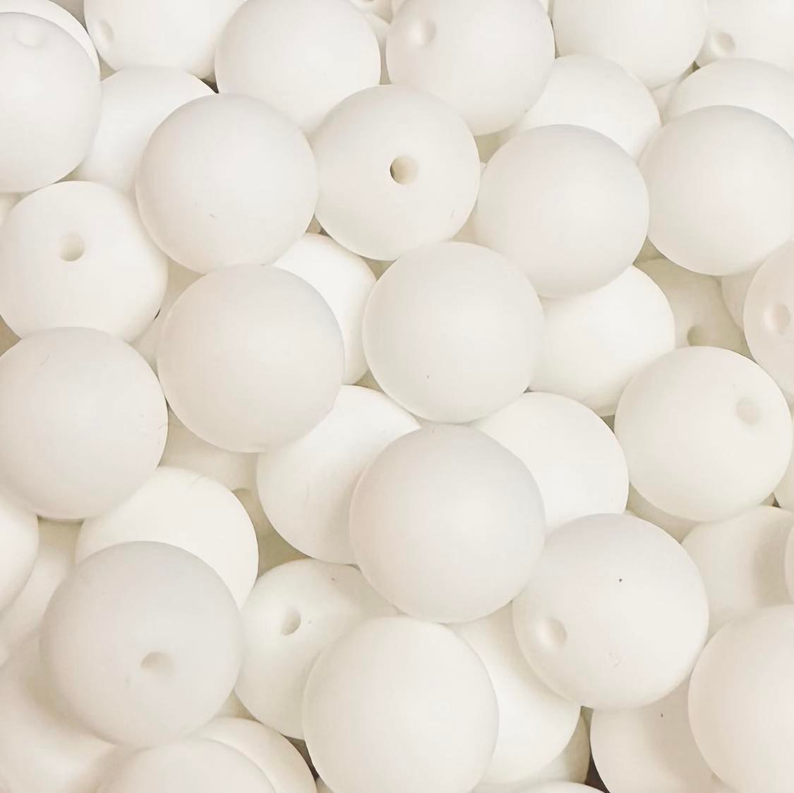 15 mm Silicone Bead, Winter White