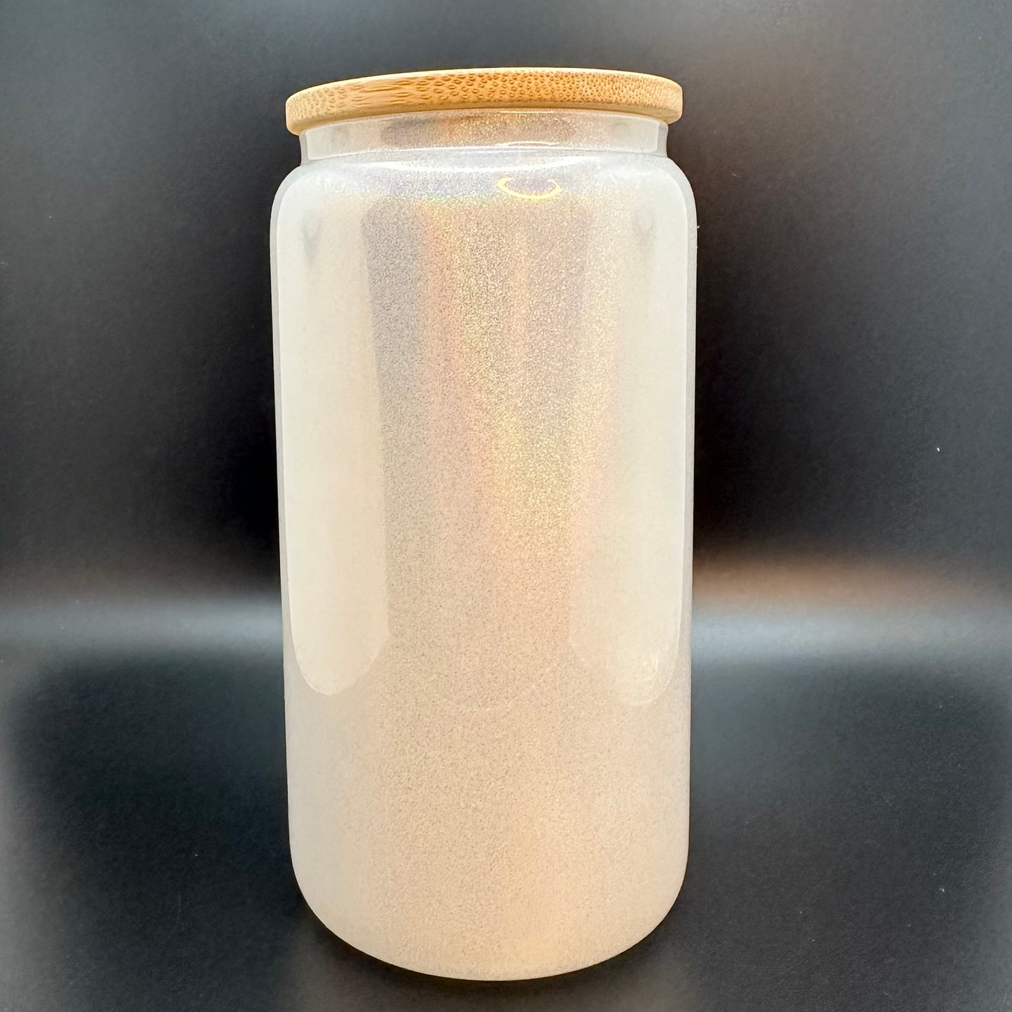 16 oz. White Shimmer Glass Can